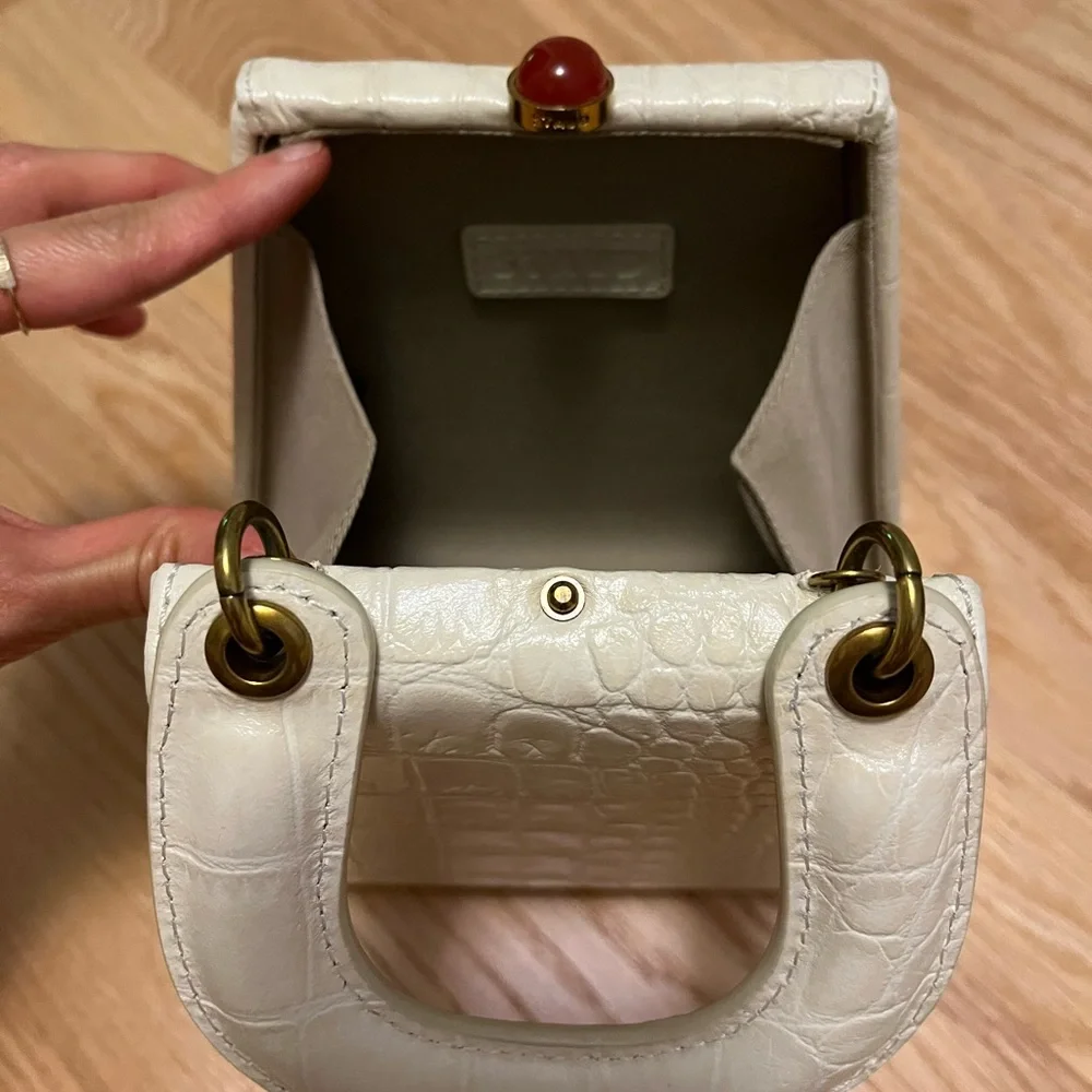 STAUD Kenny Cream Crocodile-Embossed Mini Bag - Picture 3 of 5